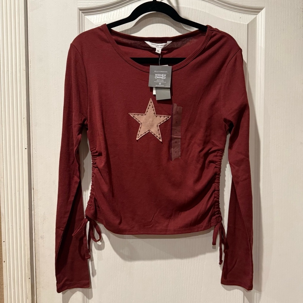 GRAYSON/THREADS Burgundy Star Long Sleeve Blouse size: XL Girls